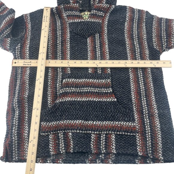 Baja Joe Striped Mexican Hoodie Pullover Jacket Size Large - Picture 2 of 6